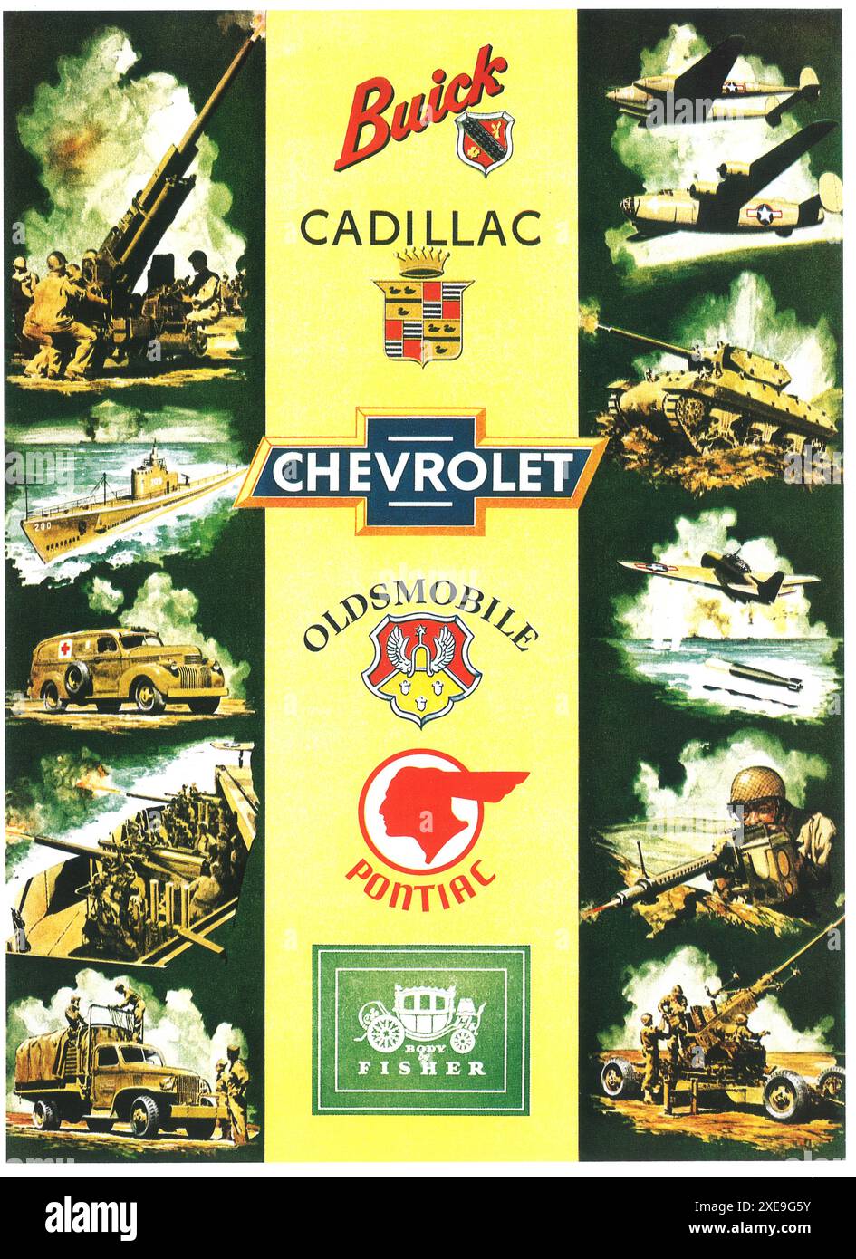 1943 WW2 Chevrolet Chevy GM General Motors WWII annuncio - consegna camion, ambulanza Foto Stock