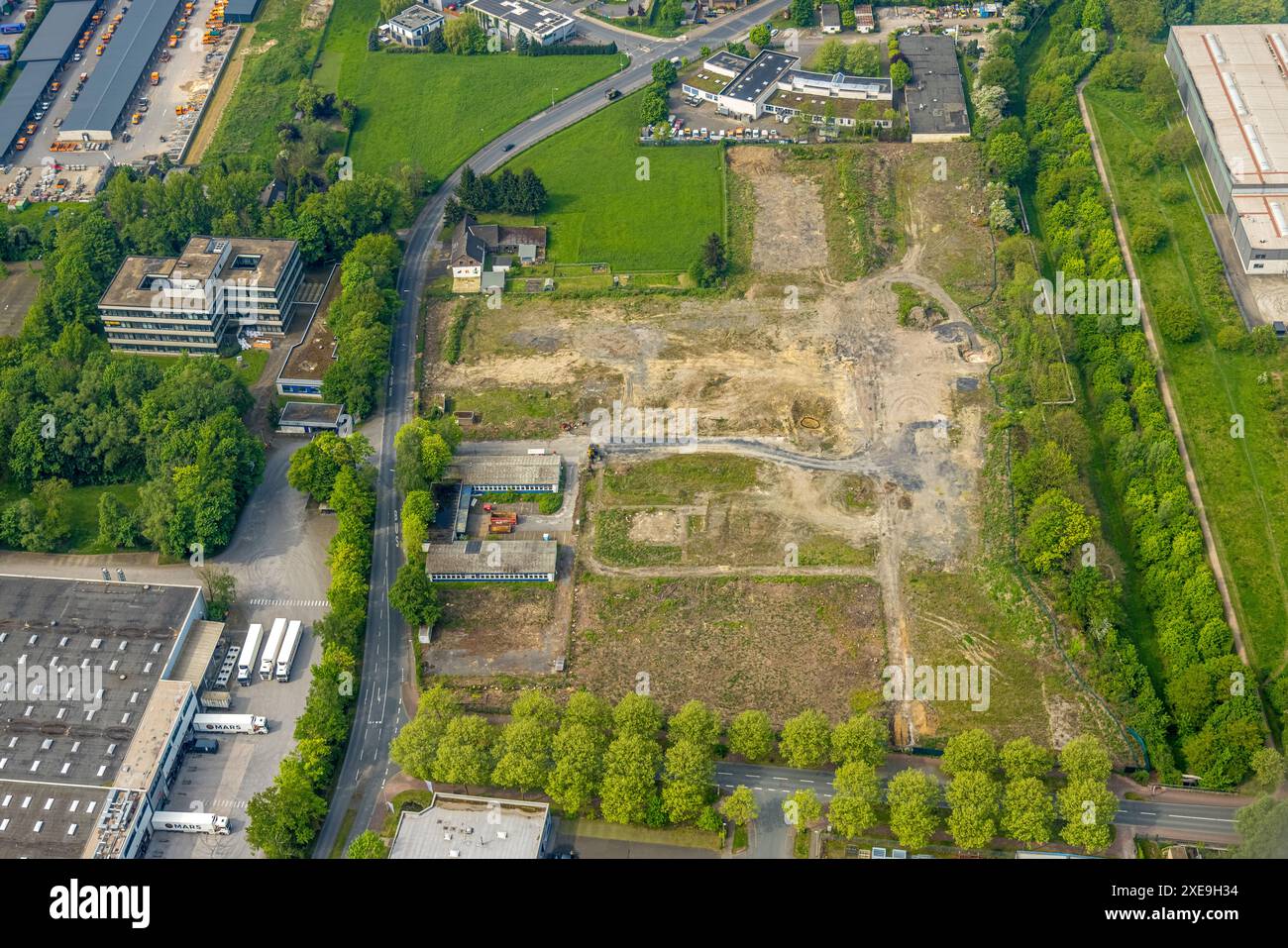 Vista aerea, sito di marroni nella zona industriale di Südstraße, Holsterhausen, Herne, regione della Ruhr, Renania settentrionale-Vestfalia, Germania, foto aerea, Fallo Foto Stock