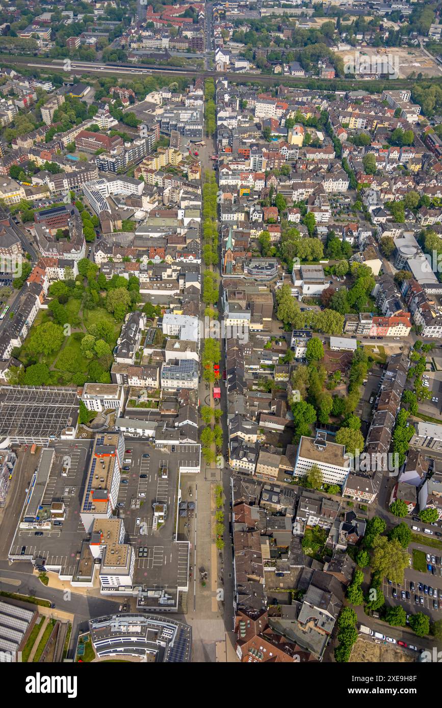 Vista aerea, zona pedonale del centro città di Bahnhofstraße, Herne-Mitte, Herne, zona della Ruhr, Renania settentrionale-Vestfalia, Germania, foto aerea, città, città Foto Stock