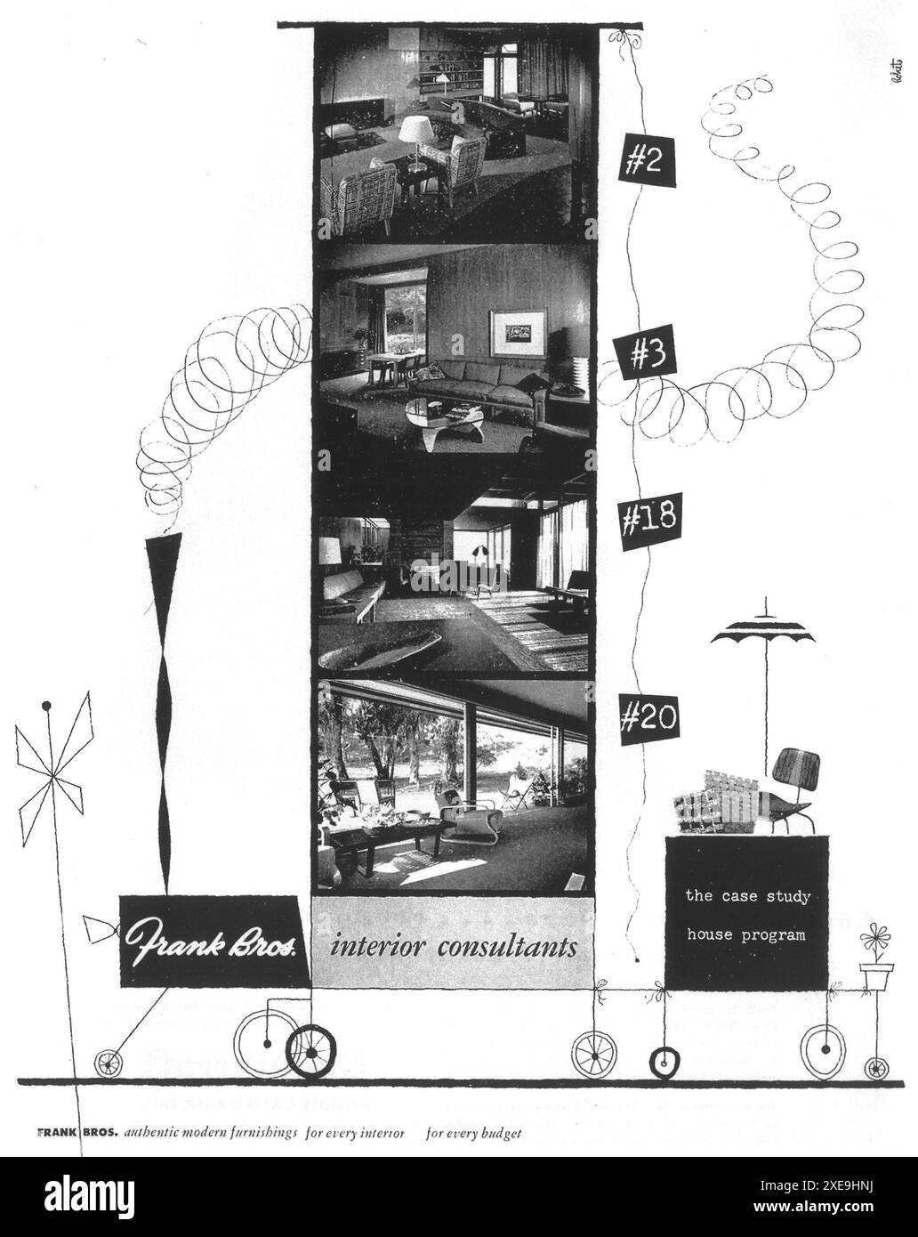 1949 Frank Bros Interior Consultants annuncio - il programma case study Foto Stock