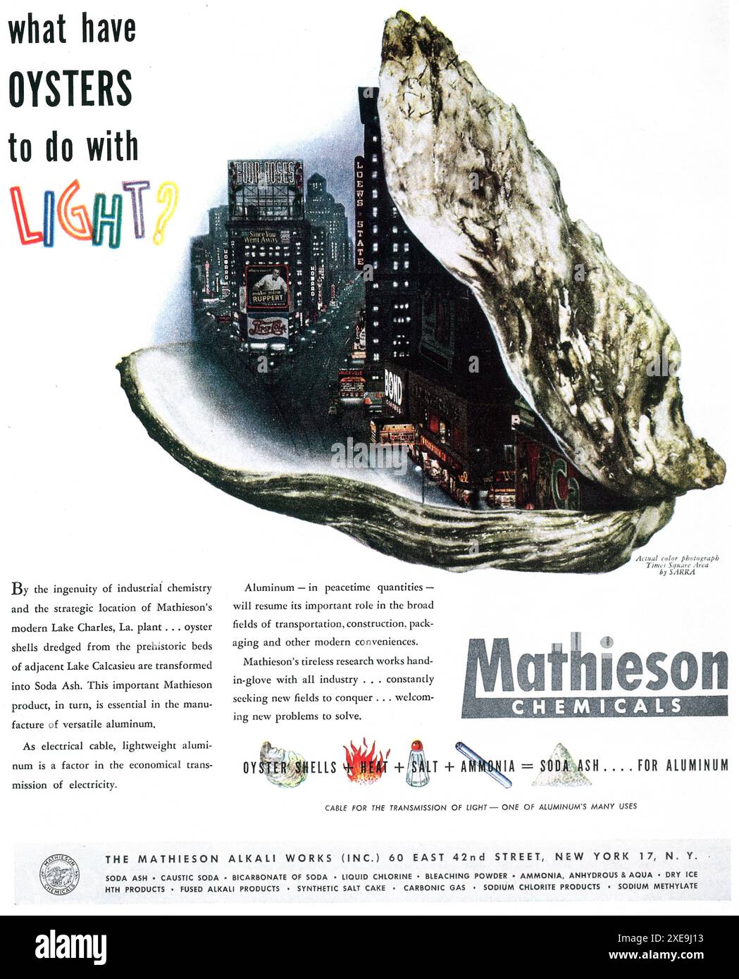 Anni '1940 Mathieson Chemicals Alkali Works ad - Soda Ash Foto Stock