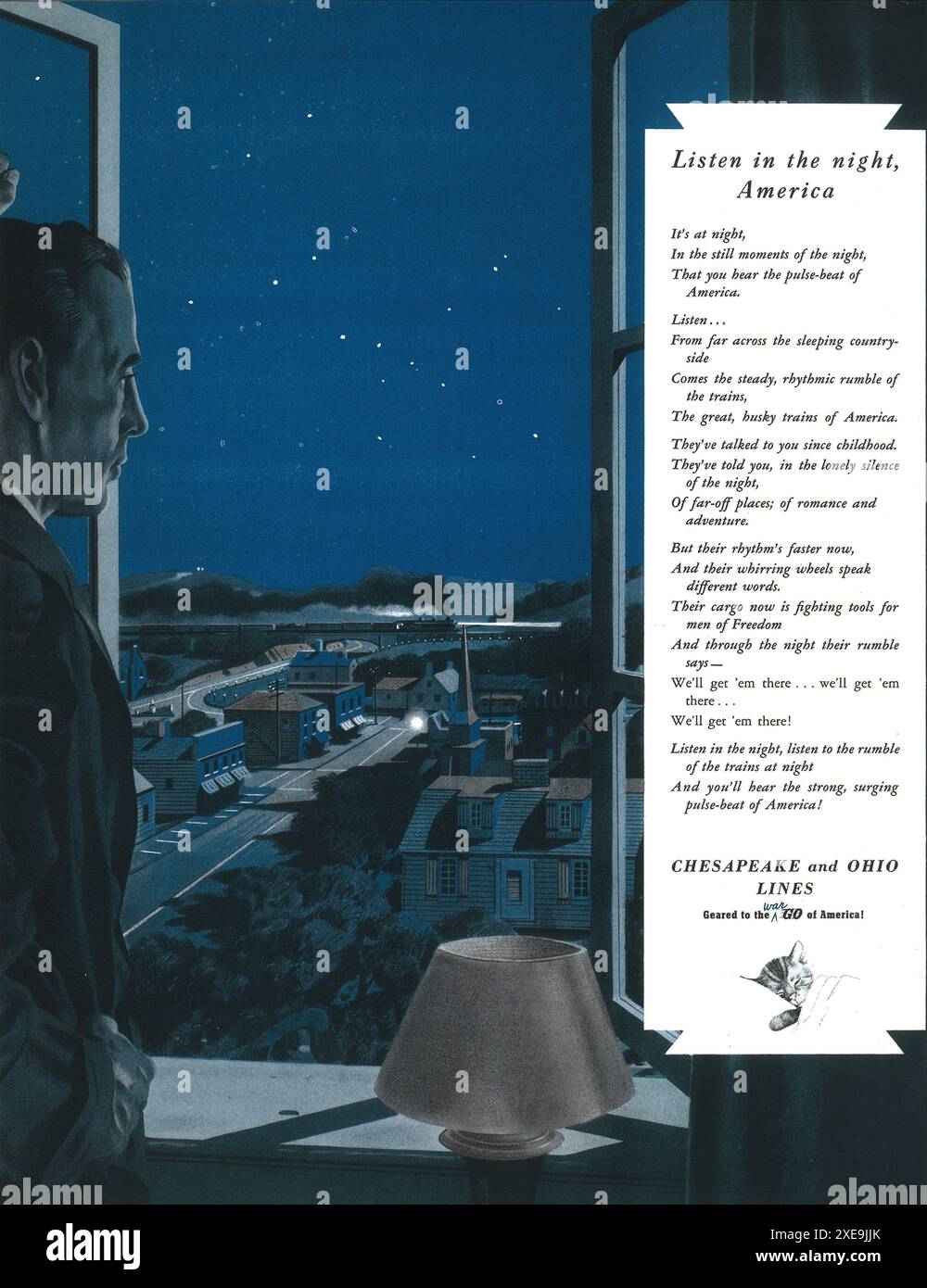 1940s The Chesapeake and Ohio Railway ad - 'orientato alla guerra Go of America' Foto Stock
