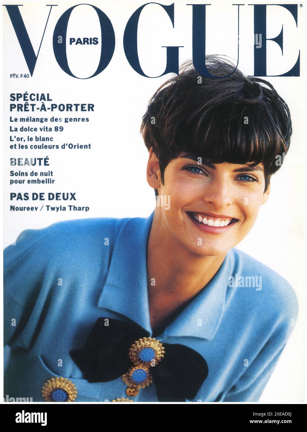 1989 febbraio copertina di Vogue Paris con Linda Evangelista di