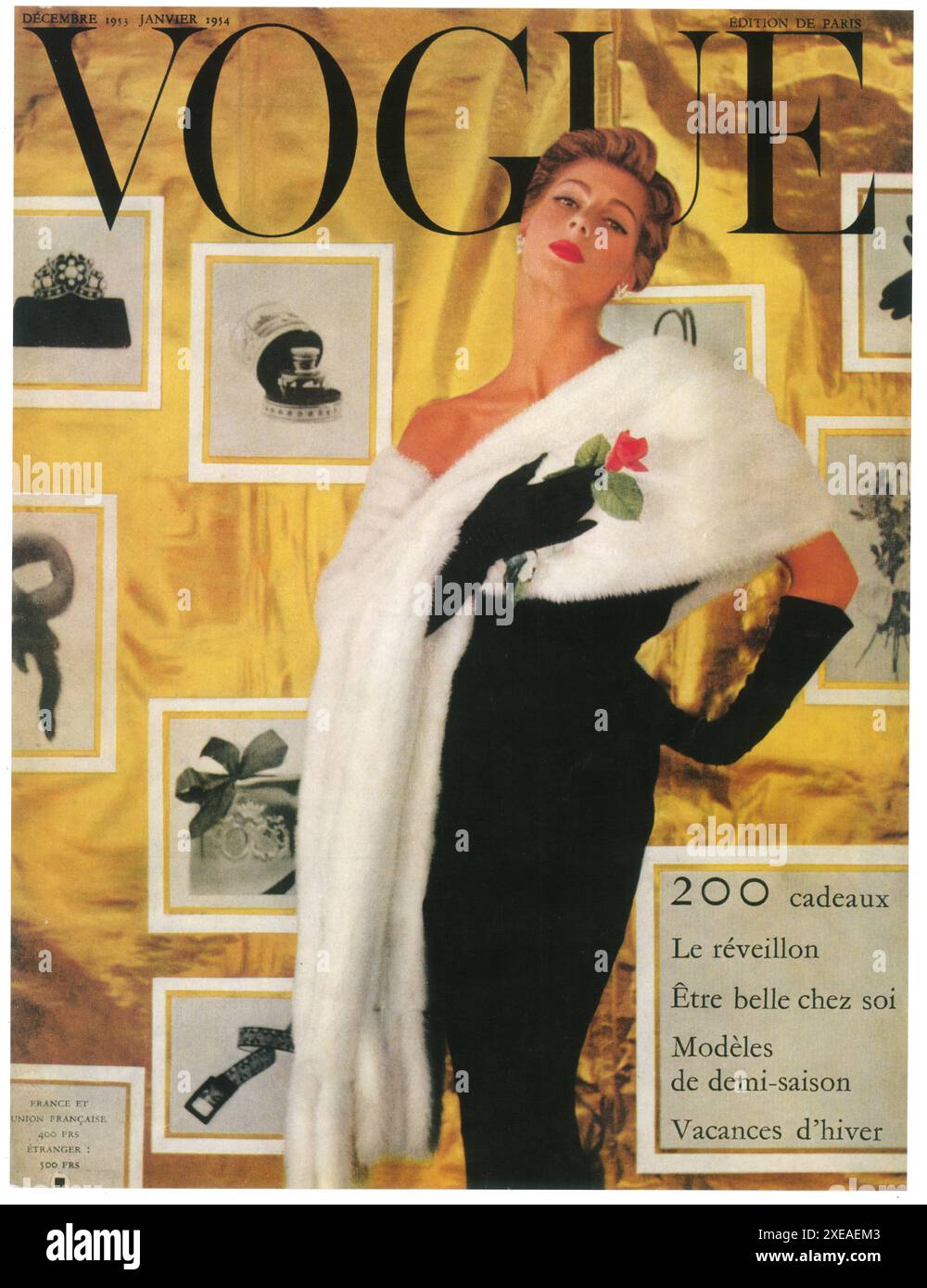 Dicembre 1953 - gennaio 1954 copertina di Vogue Paris con Fiona Campbell-Walter di Sabine Weiss Foto Stock