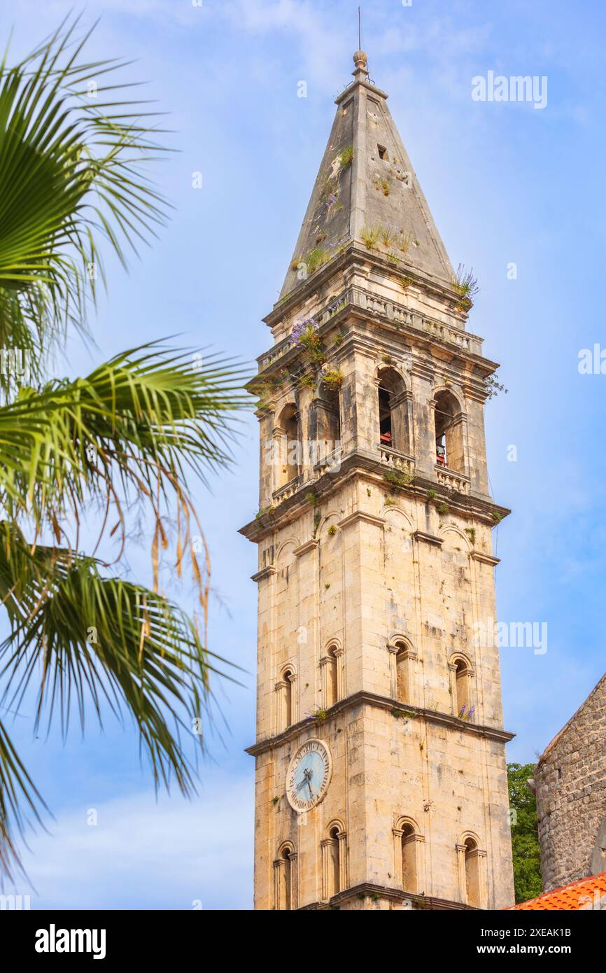 Chiesa Campanile, Perast, Montenegro Foto Stock
