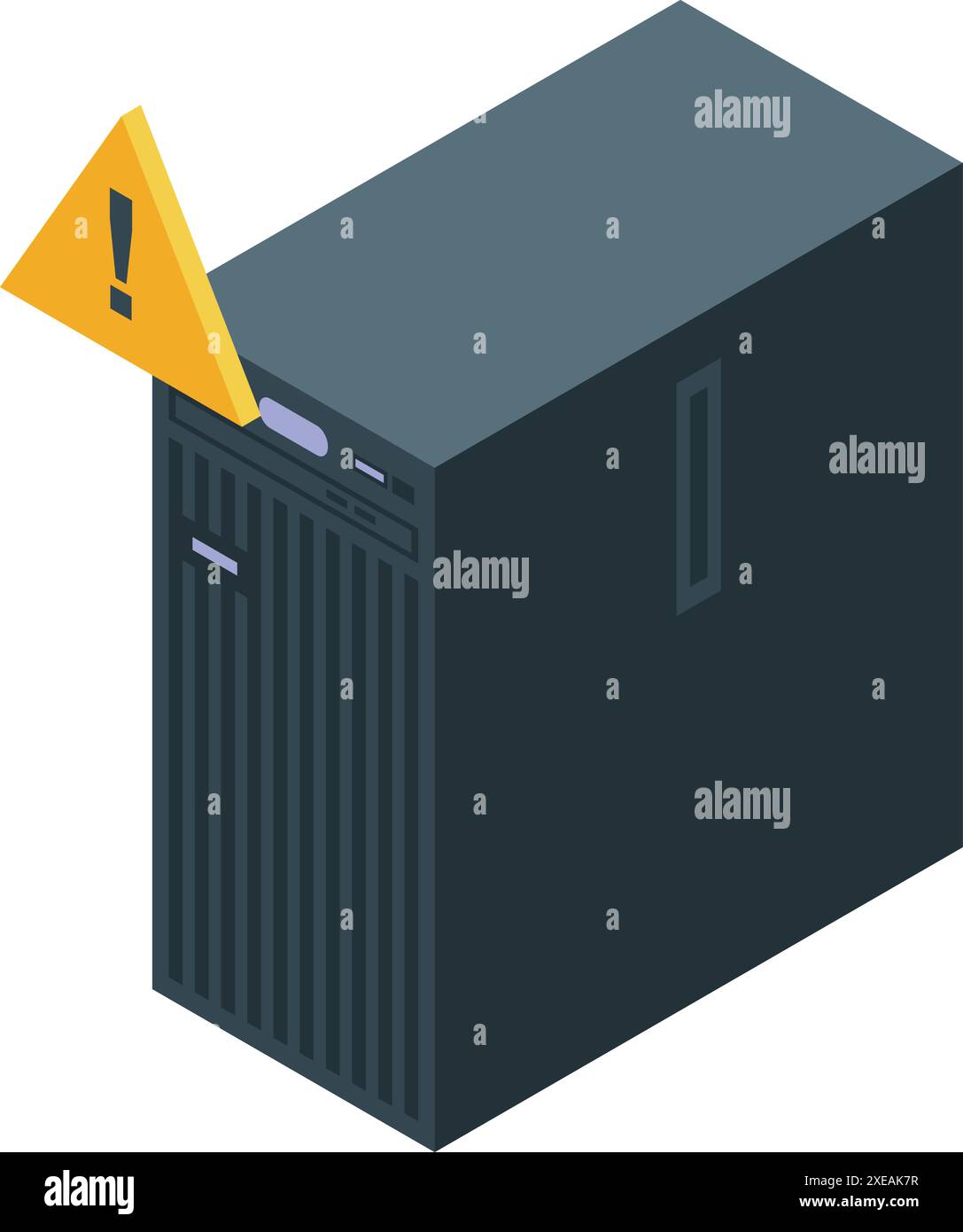 Si è verificato un guasto nella torre del computer, come indicato dal punto esclamativo prominente Illustrazione Vettoriale