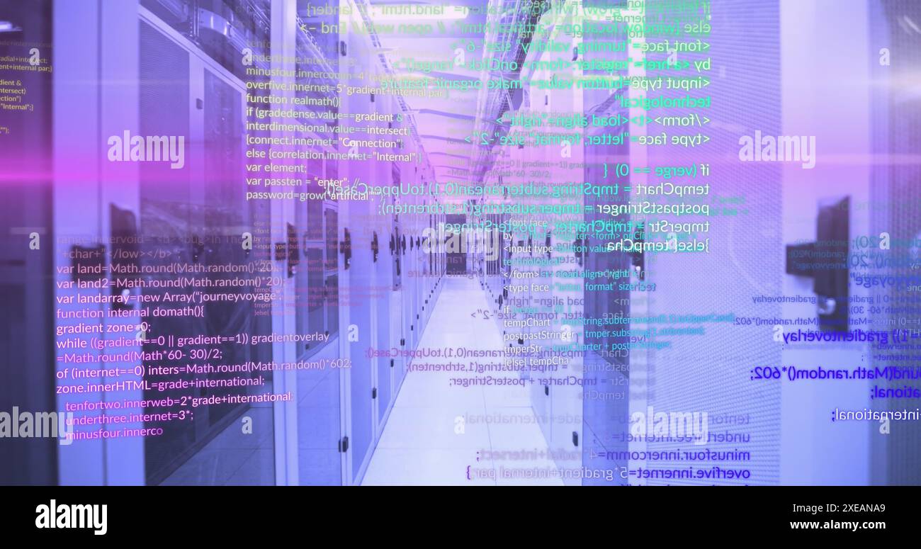 Immagine dei linguaggi di programmazione che si spostano sui sistemi server dati Foto Stock