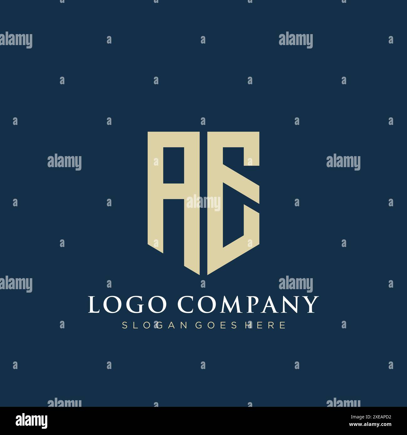 Design con logo di tipo AE Shield. Illustrazione Vettoriale