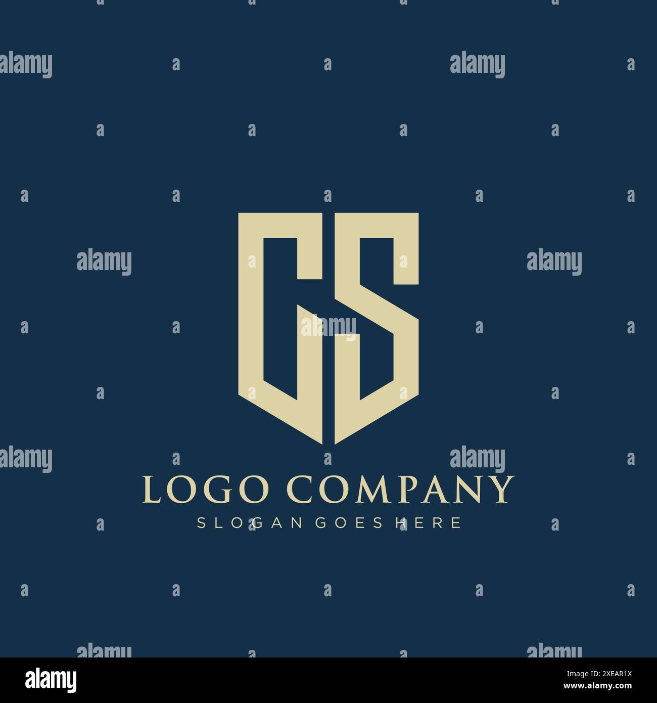 Design con logo di tipo scudo CS. Illustrazione Vettoriale