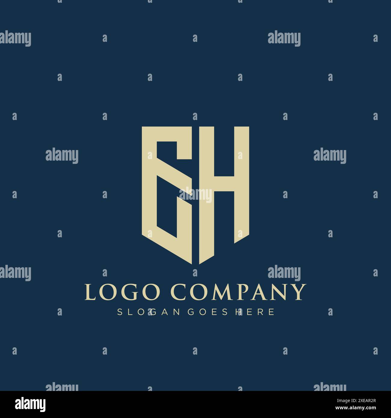 Design logo EH di tipo shield. Illustrazione Vettoriale