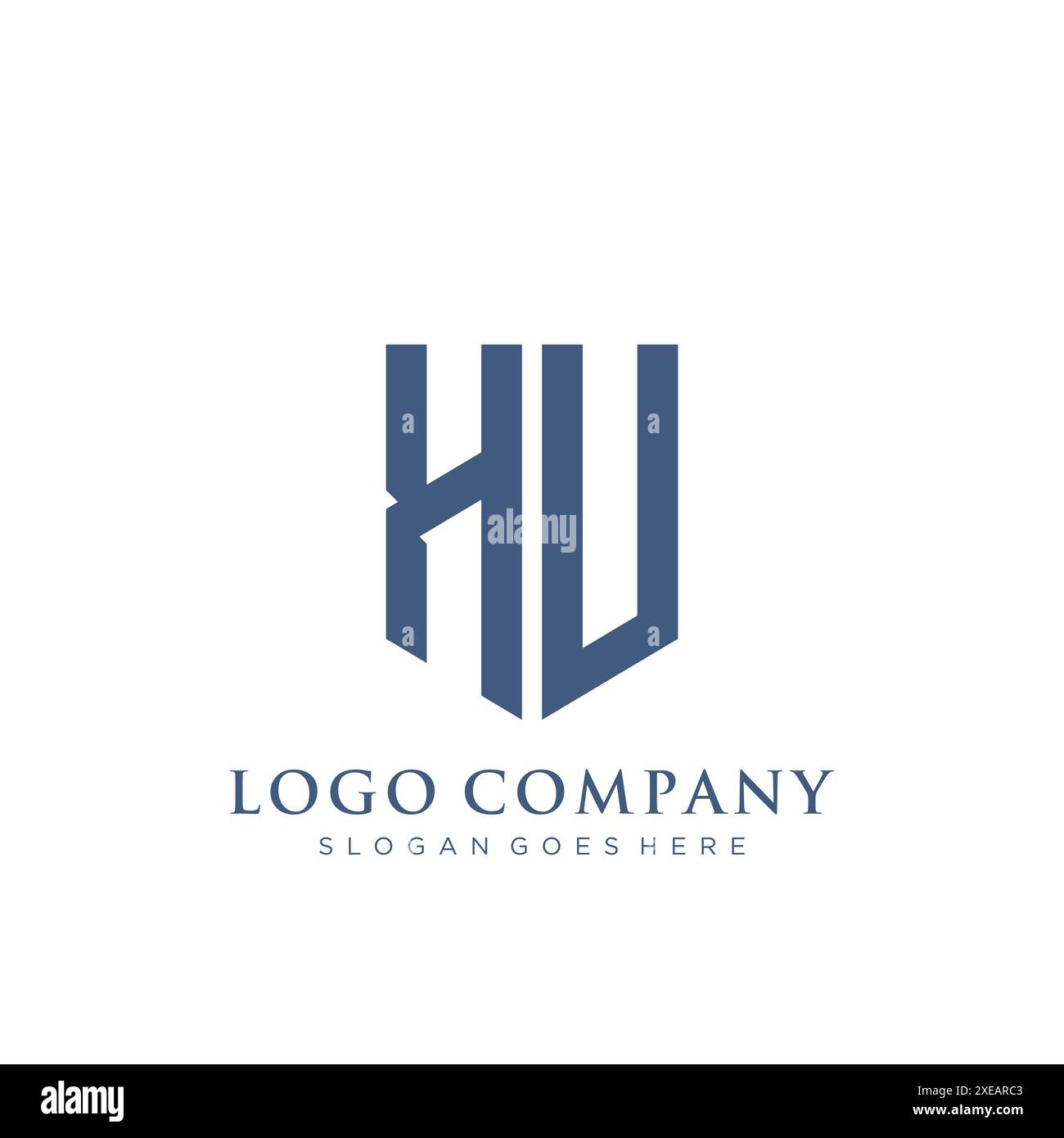 Design del logo HU di tipo shield. Illustrazione Vettoriale