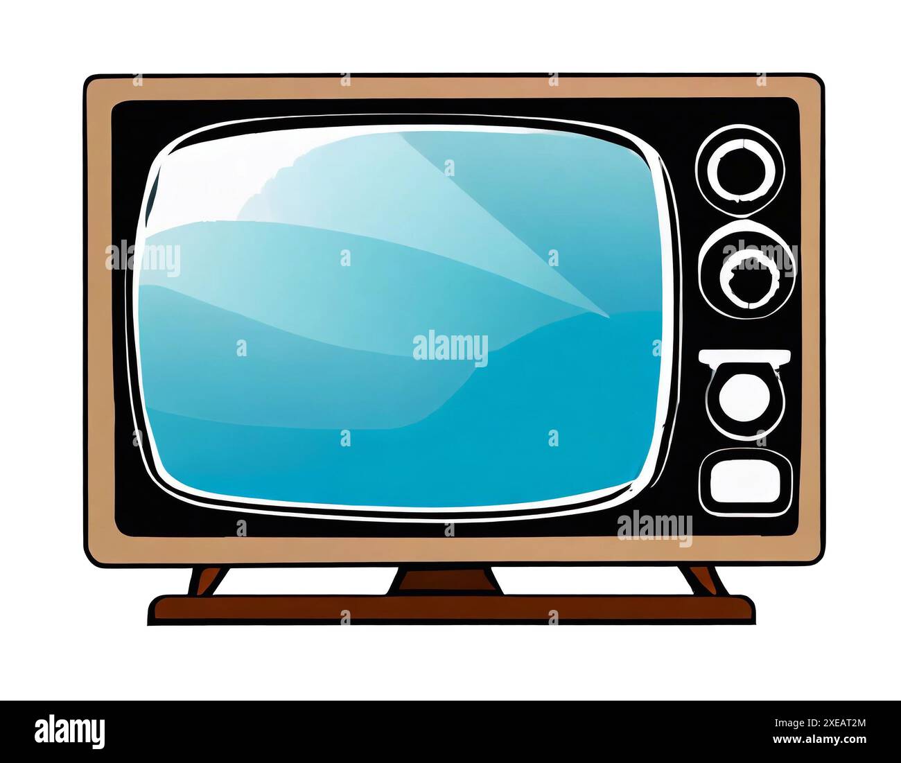 Vecchio televisore telescopico, icona, illustrazione con design piatto. Foto Stock