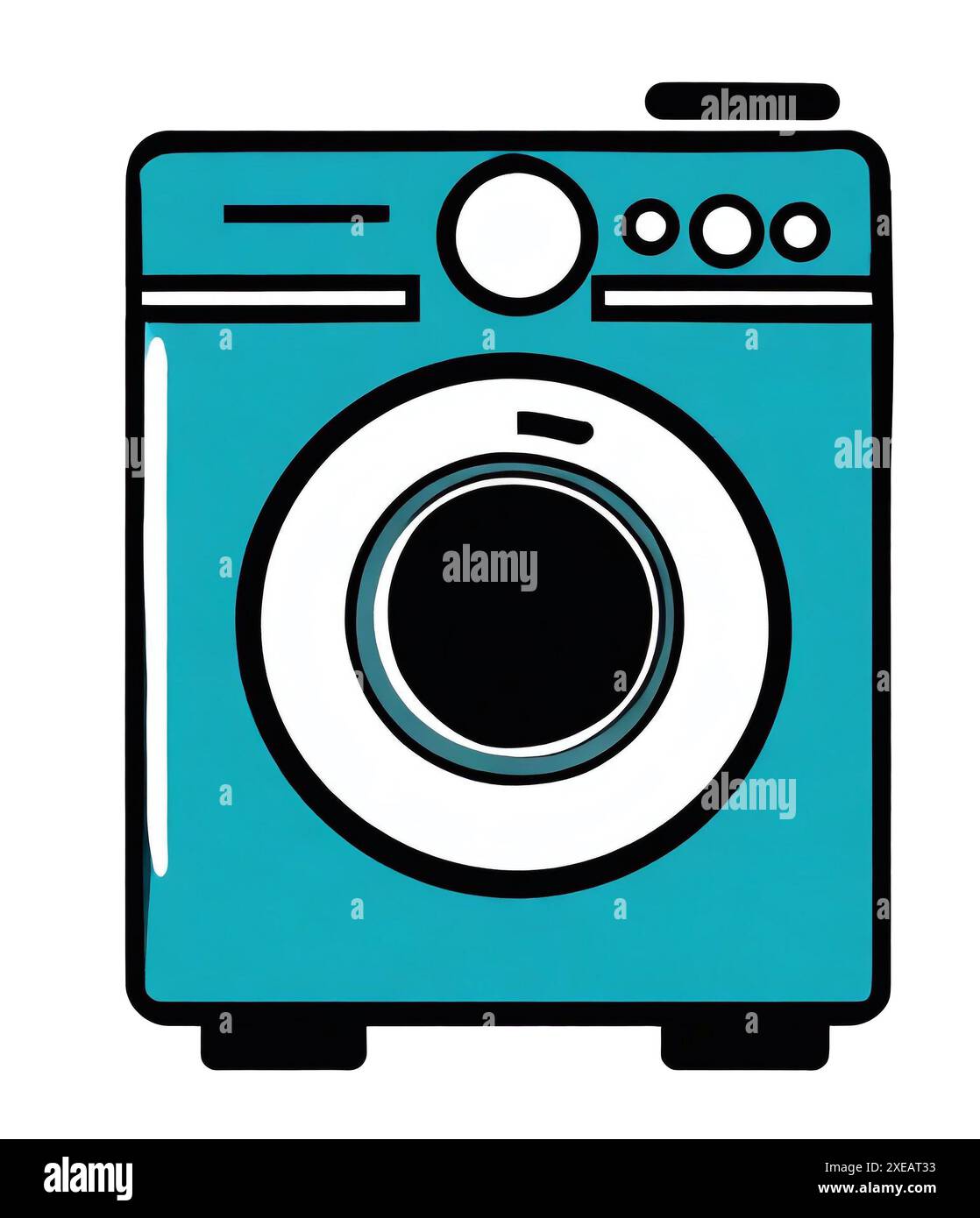 Icona della lavatrice, illustrazione piatta su sfondo bianco. Foto Stock