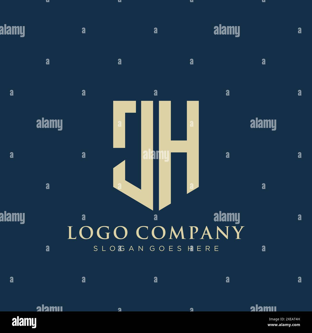 Design con logo JH di tipo shield. Illustrazione Vettoriale