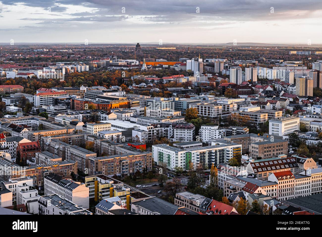 Impressioni da Lipsia Vista sulla città al tramonto Foto Stock