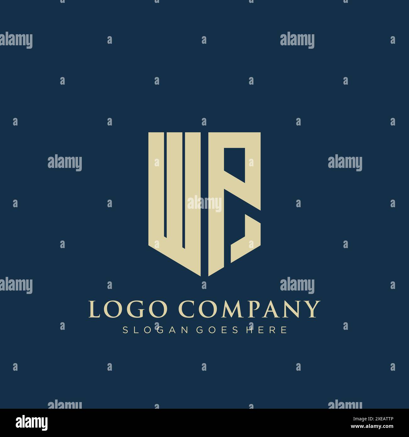 Logo di tipo shield WP. Illustrazione Vettoriale
