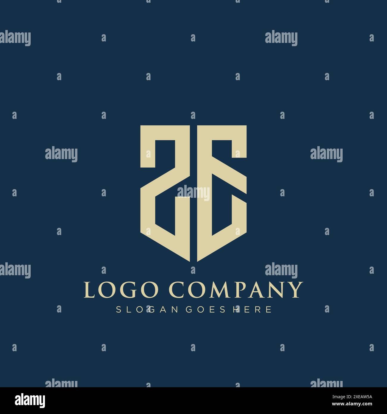 Design con logo ZE di tipo shield. Illustrazione Vettoriale