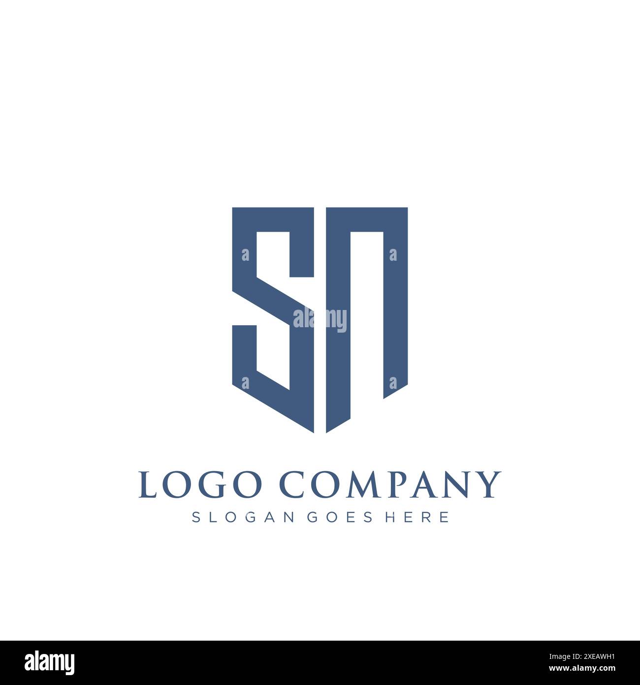 Design con logo di tipo SN Shield. Illustrazione Vettoriale
