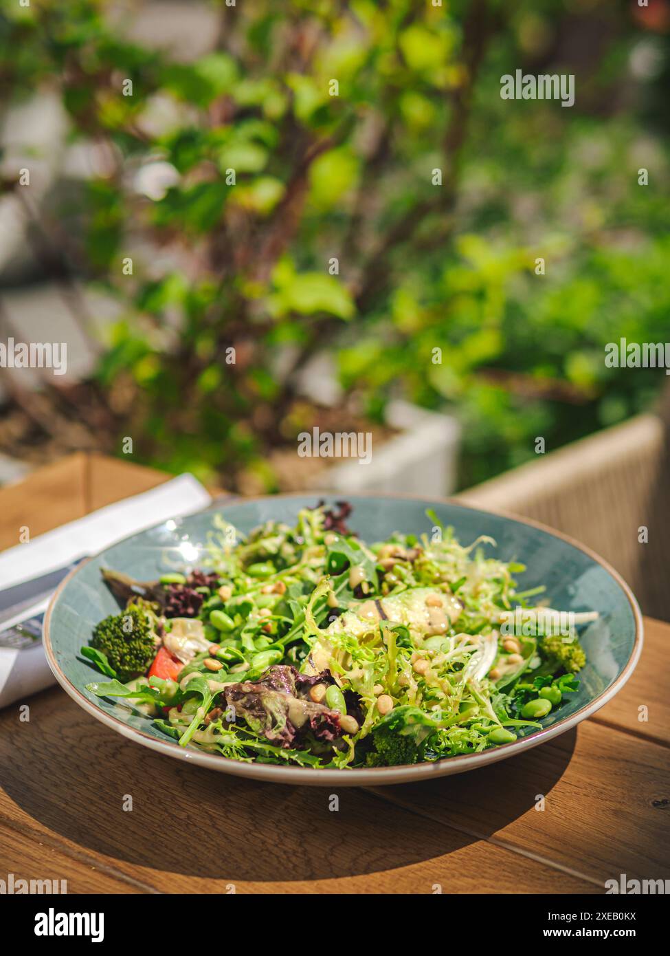 Insalata verde fresca composta da foglie verdi Foto Stock