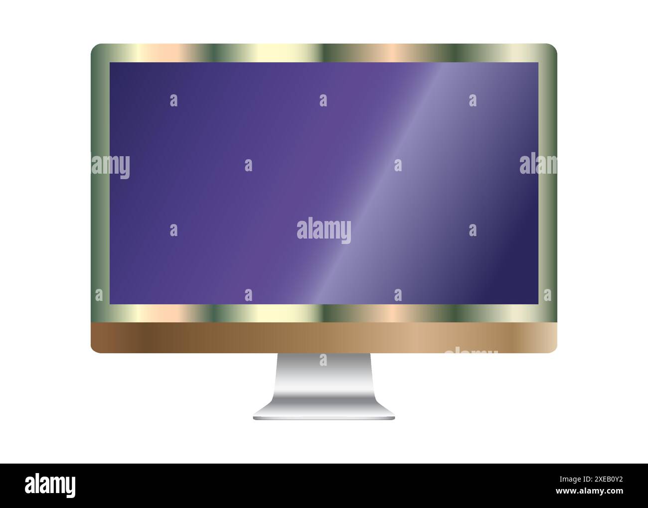 TV lcd a schermo piatto 4K o oled, TV al plasma realistico con piedistallo. Illustrazione Vettoriale