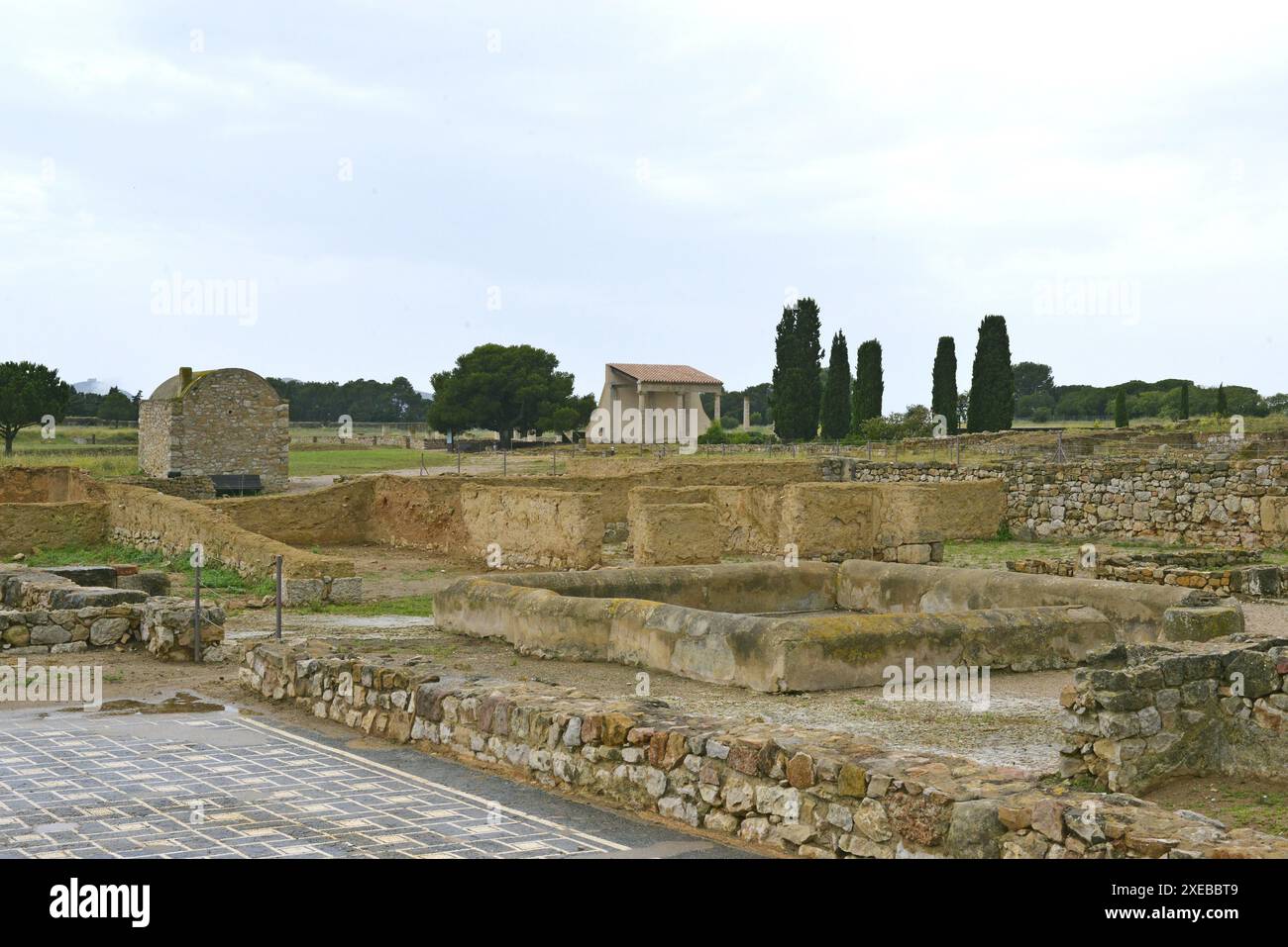 Città romana nell'area archeologica di ​​Ampurias in l'Escala nella regione di Alt Empordá, Catalogna, Spagna Foto Stock