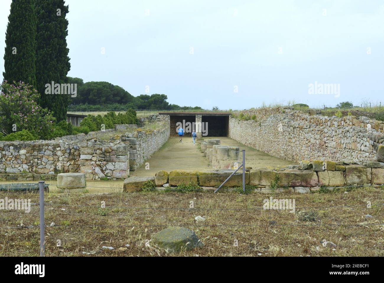 Città romana nell'area archeologica di ​​Ampurias in l'Escala nella regione di Alt Empordá, Catalogna, Spagna Foto Stock