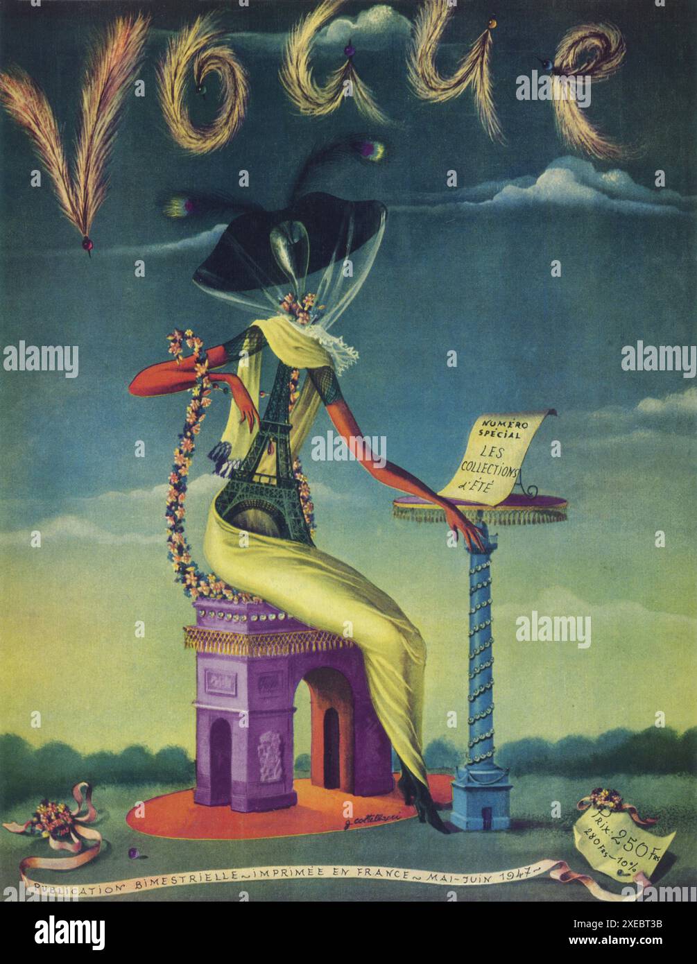 1947 giugno copertina di Vogue Paris con illustrazioni di G. Coltellacci Foto Stock