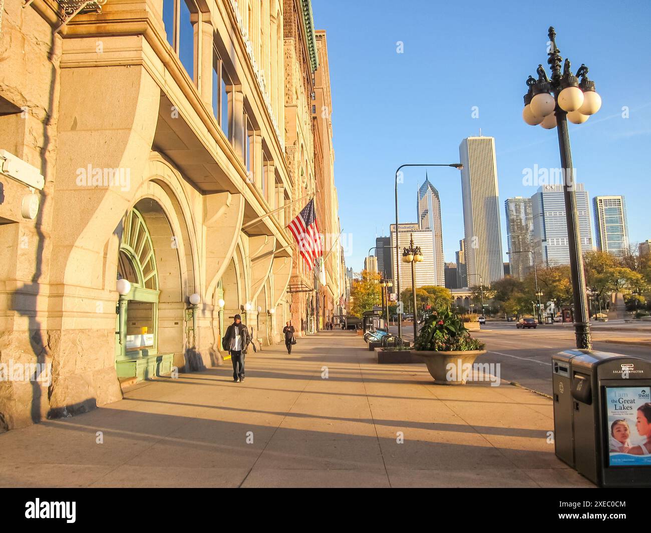 Michigan Avenue, Chicago è la città dei grattacieli. Chicago Street, edifici e attrazioni della città di Chicago. Foto Stock