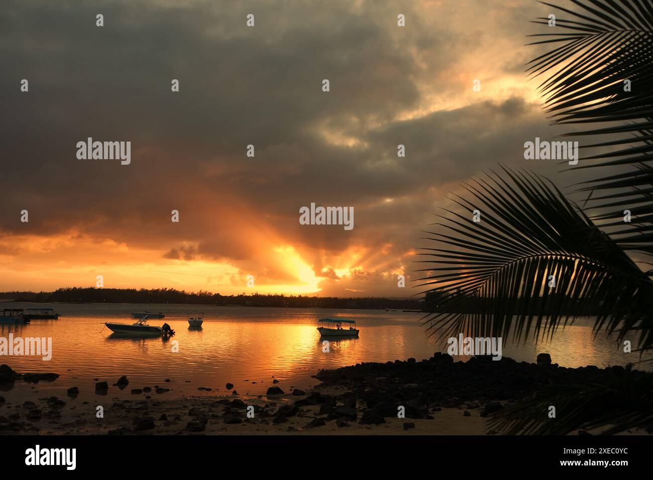 Mauritius, tramonto a Blue Bay Foto Stock