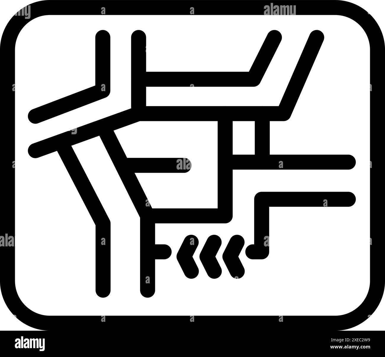 Semplice icona in bianco e nero di una mappa che mostra le strade e le autostrade di una città Illustrazione Vettoriale