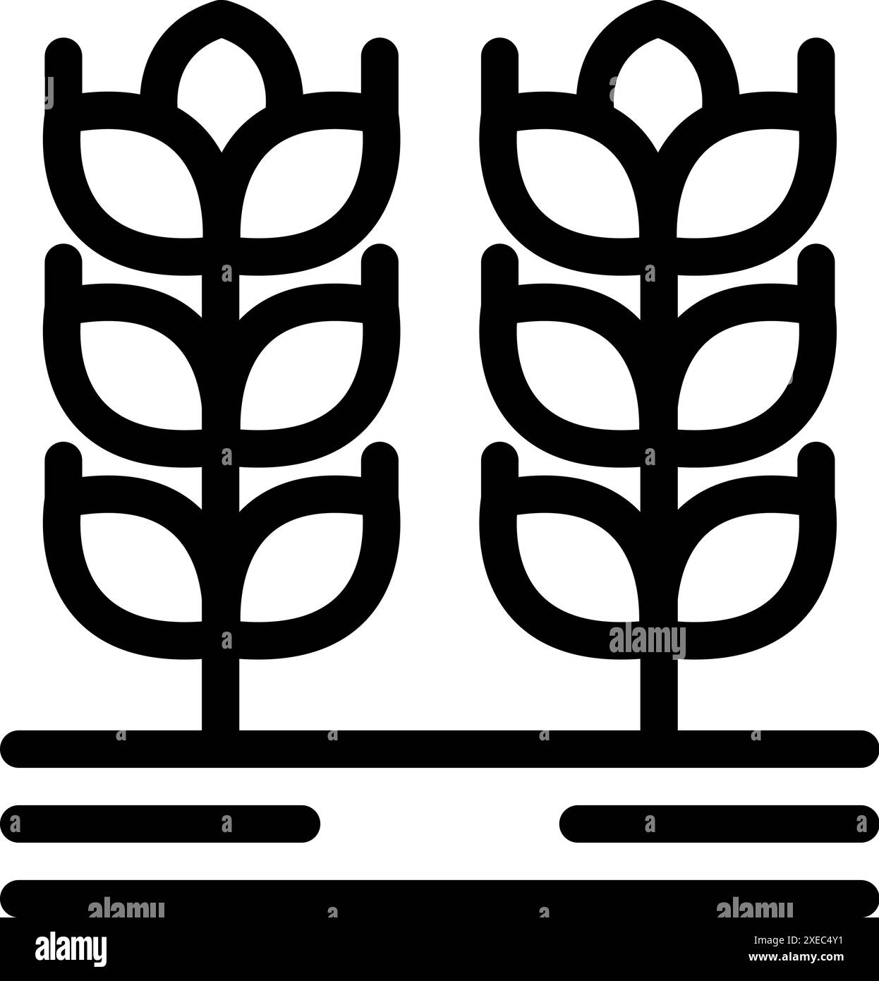 Semplice icona in bianco e nero di due gambi di grano che crescono in un campo Illustrazione Vettoriale