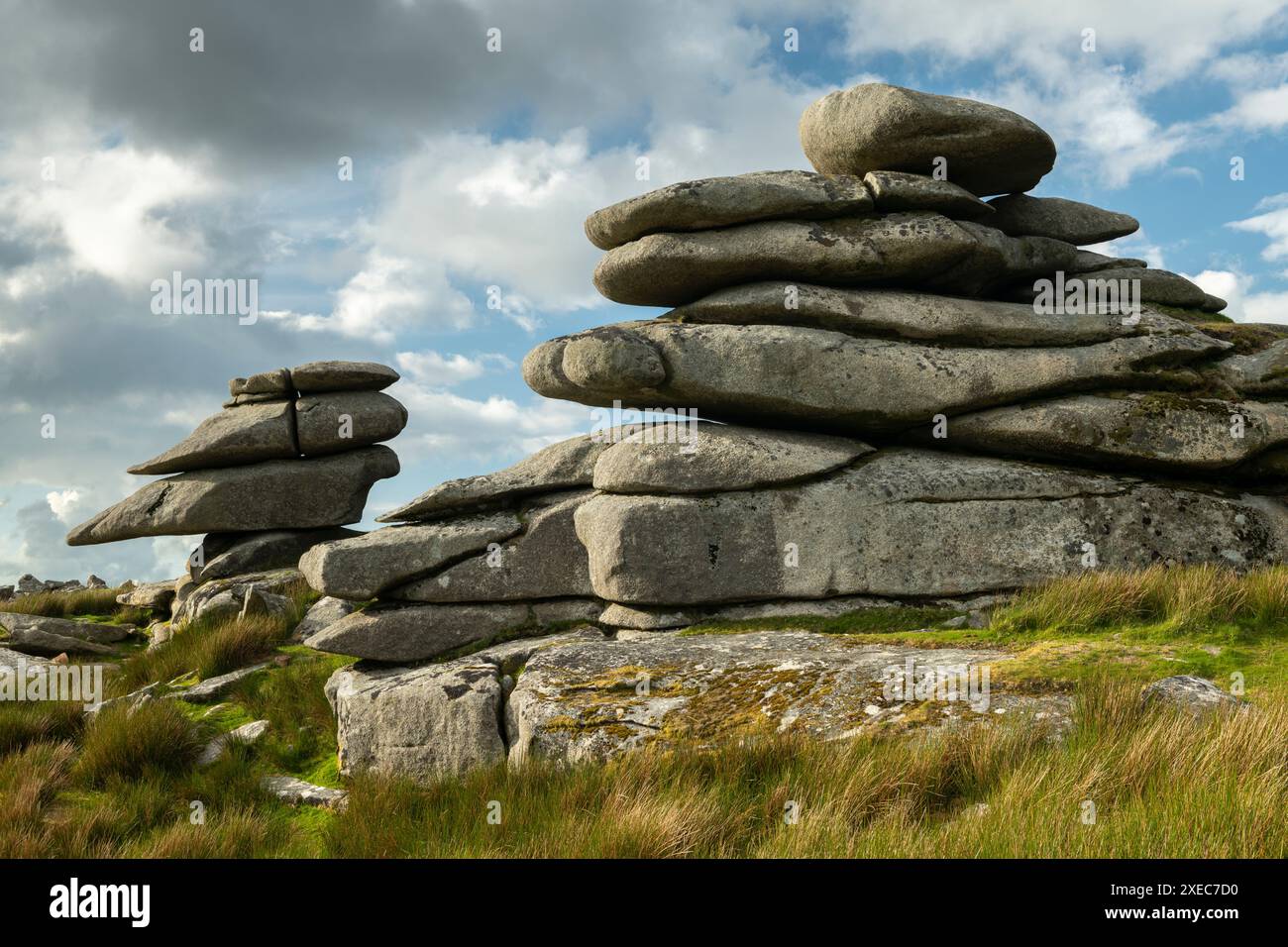 Affioramenti di granito su Stowes Hill a Bodmin Moor, Minions, Cornovaglia, Inghilterra. Estate (giugno) 2019. Foto Stock