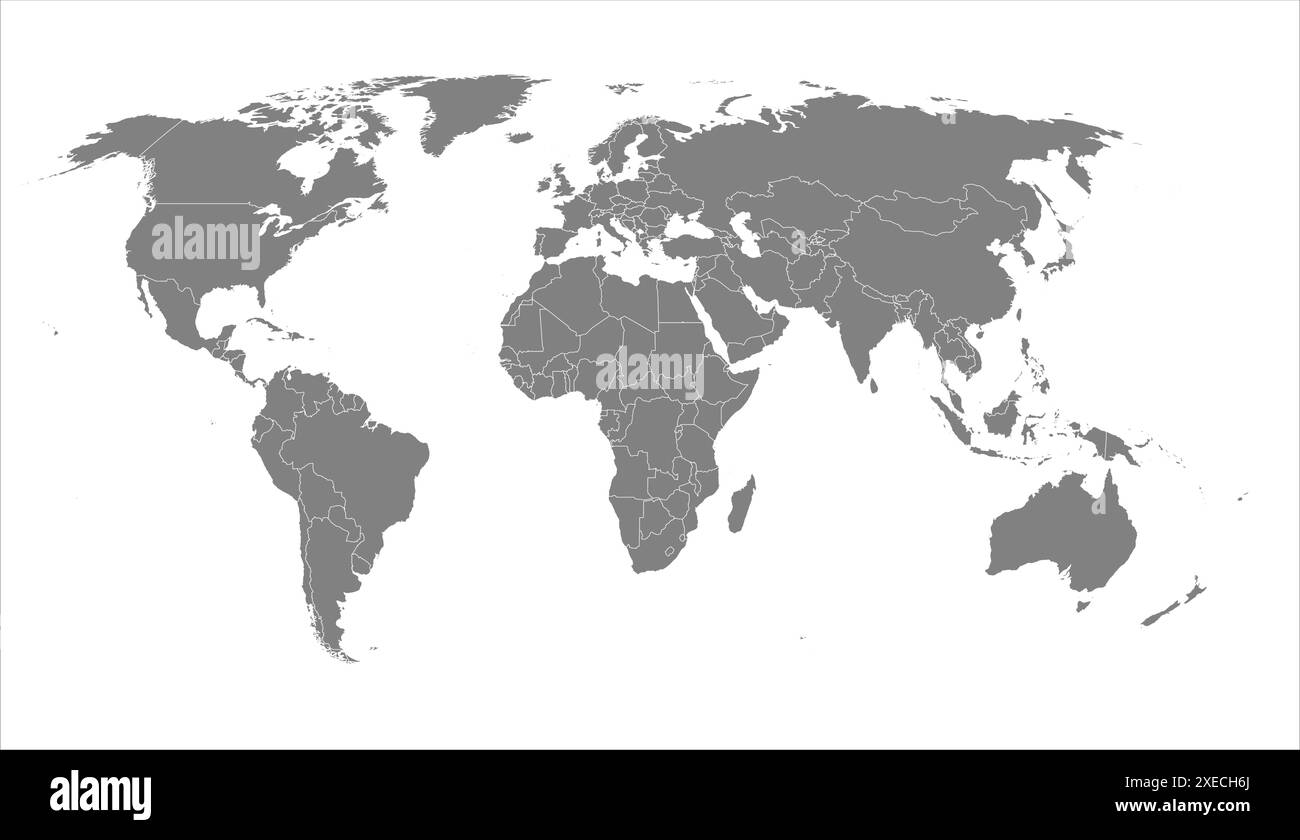 Mappa del mondo moderno. Mappa silhouette Illustrazione Vettoriale