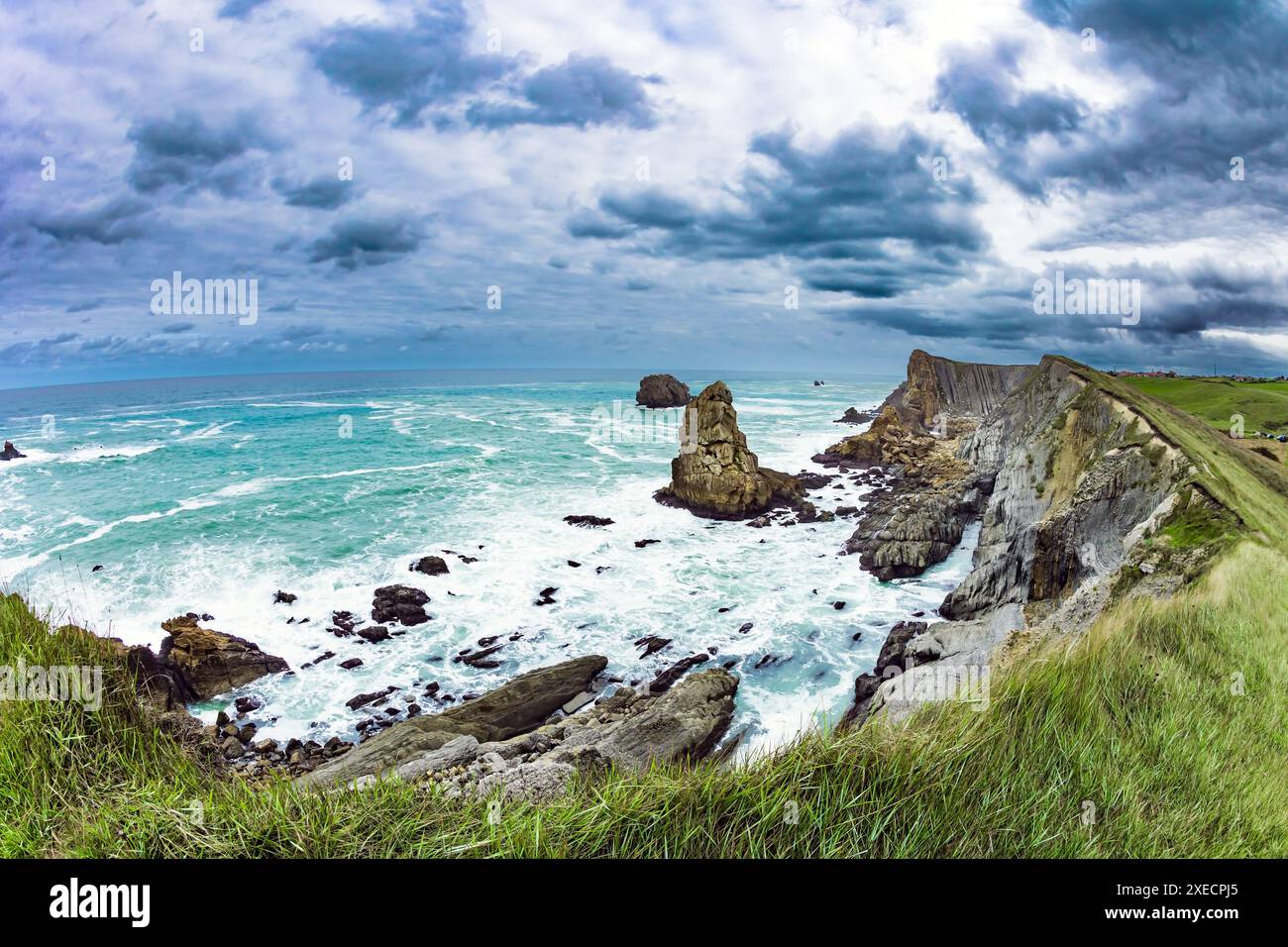 Onde da surf potenti Foto Stock