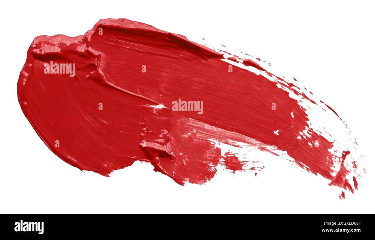 Traccia di vernice rossa su sfondo bianco. Foto Stock