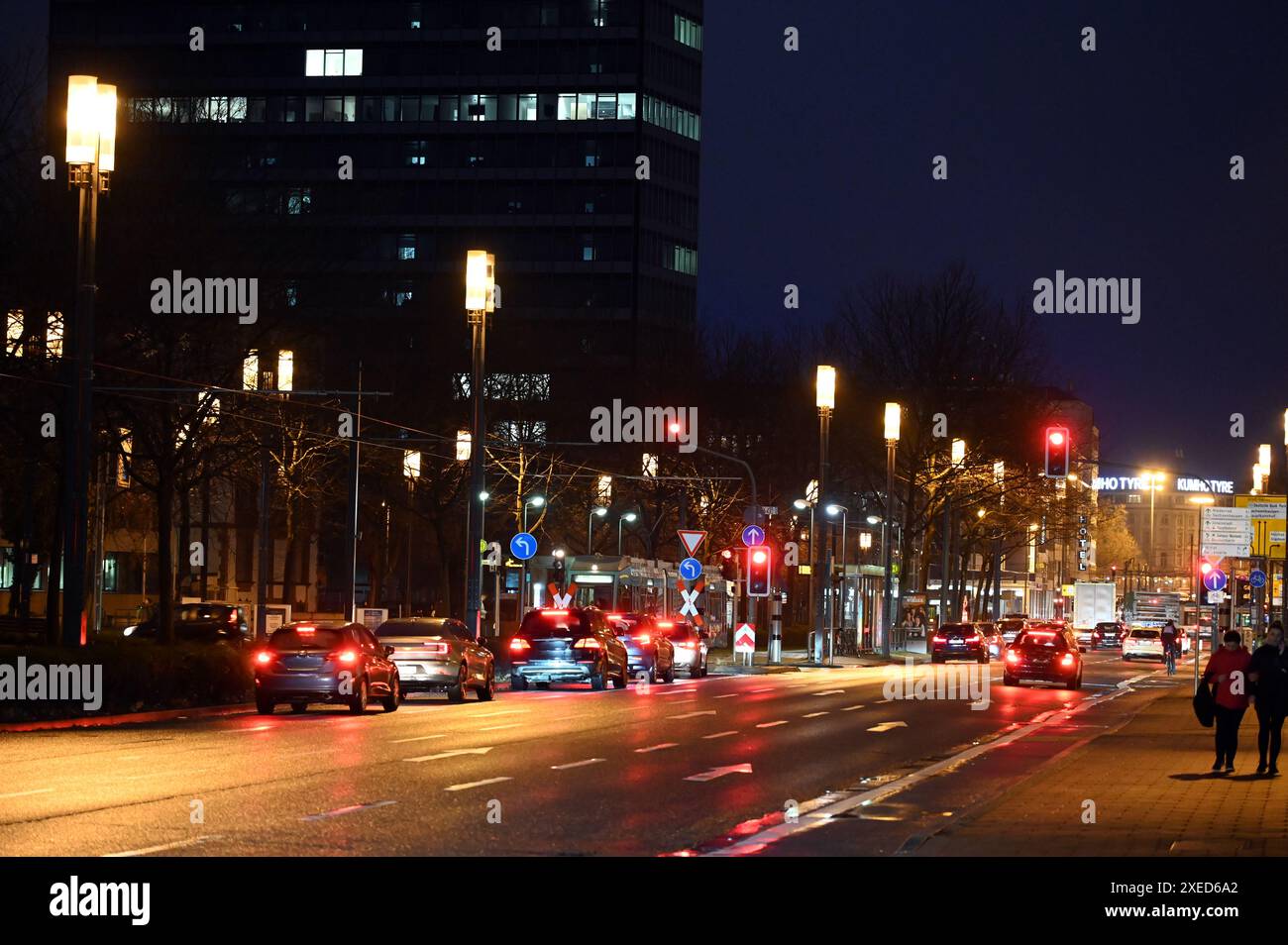 Strada a Francoforte, di notte Foto Stock