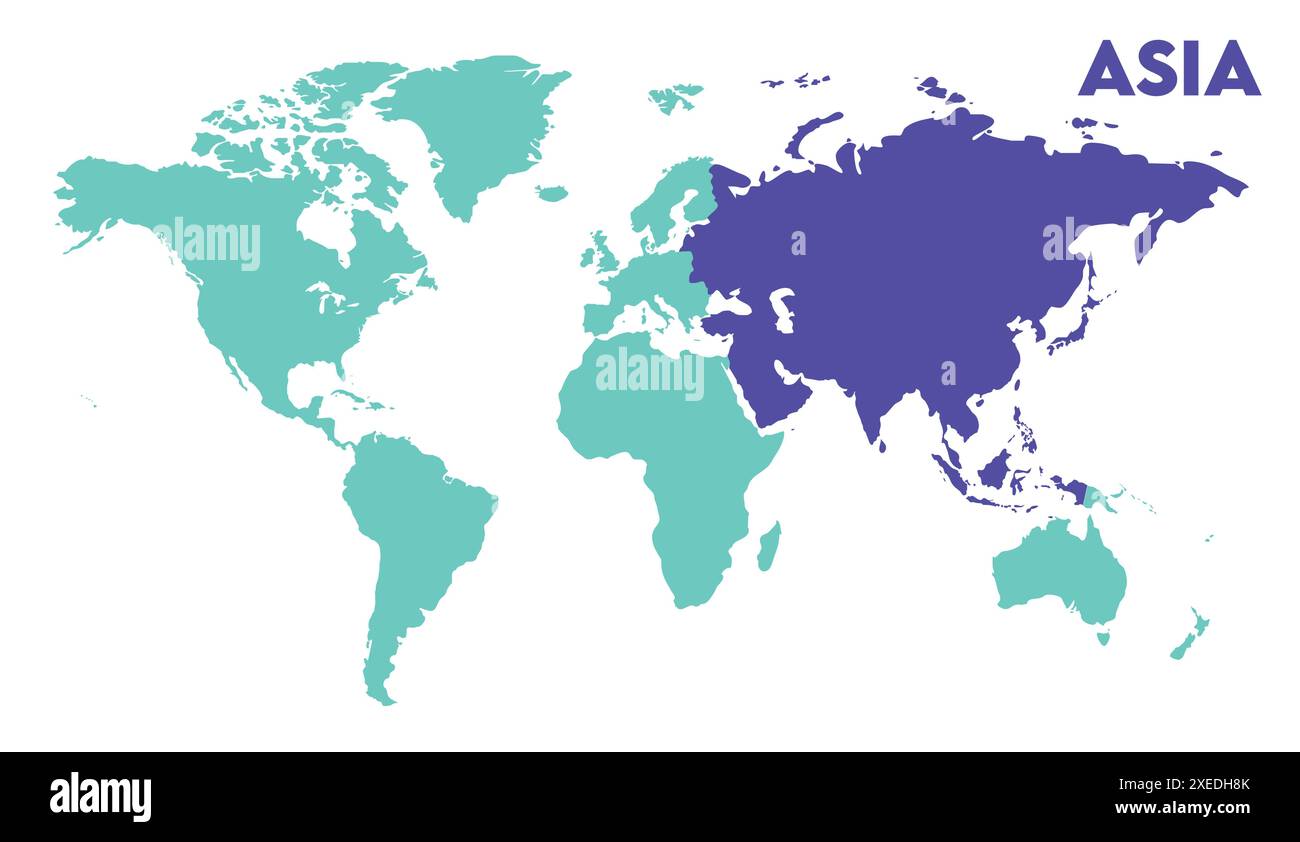 Mappa asiatica, immagine mappa mondiale, isolata su sfondo bianco, Info-graphic, Terra piatta, globo, icona mappa mondiale. Viaggia in tutto il mondo Illustrazione Vettoriale