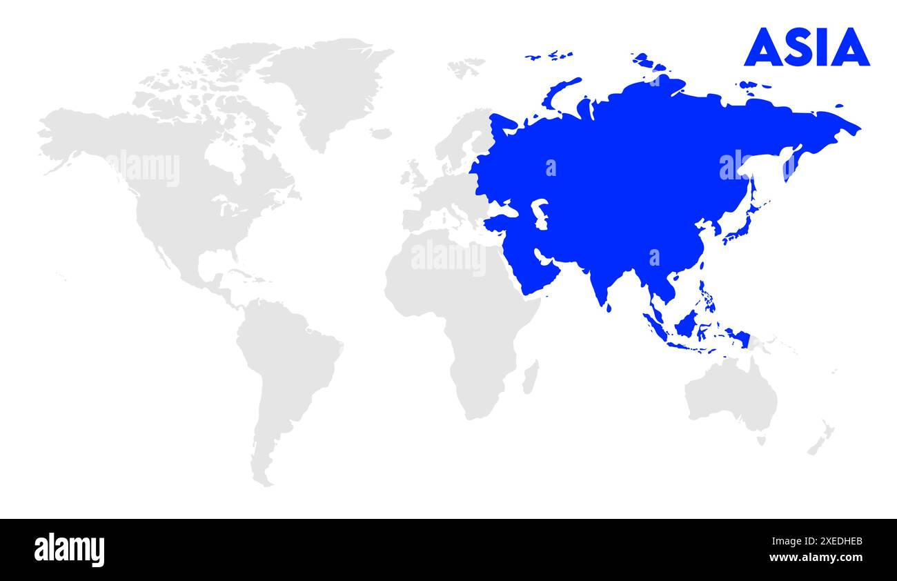 Mappa dell'Asia politica, immagine della mappa del mondo, isolata su sfondo bianco, Info-graphic, Terra piatta, globo, icona della mappa del mondo. Viaggia in tutto il mondo Illustrazione Vettoriale