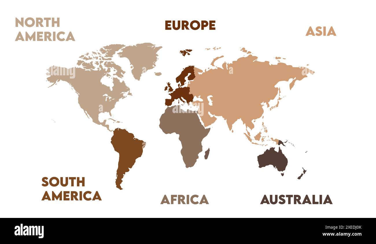 Mappa del mondo moderno High Reg, immagine della mappa del mondo, isolato su sfondo bianco, Info-grafica, Terra piatta, globo, icona della mappa del mondo. Viaggia in tutto il mondo Illustrazione Vettoriale