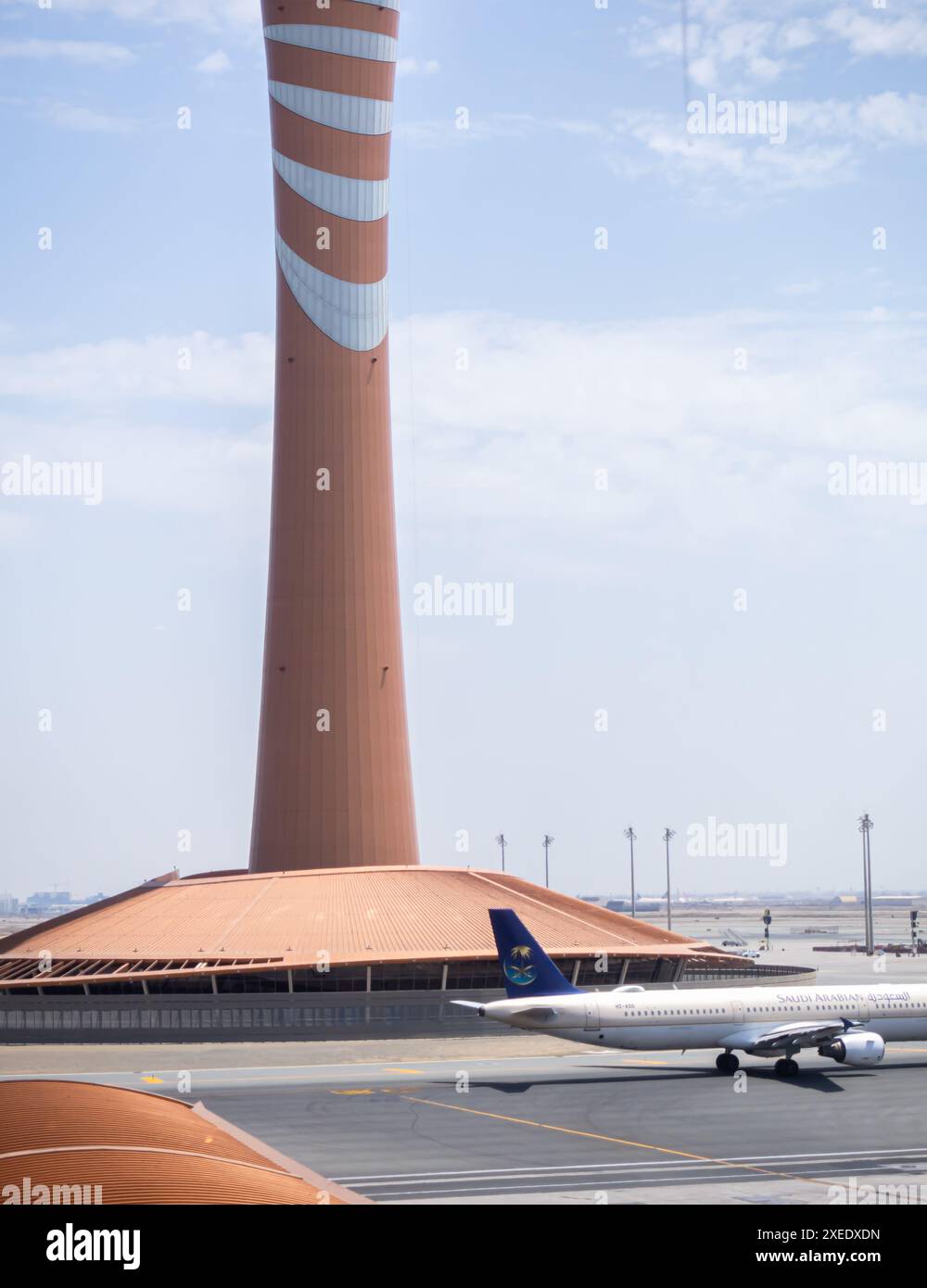Aeroporto KAIA Air Traffic Control Tower (ATC) di Jeddah, Arabia Saudita, JED, Asia Foto Stock