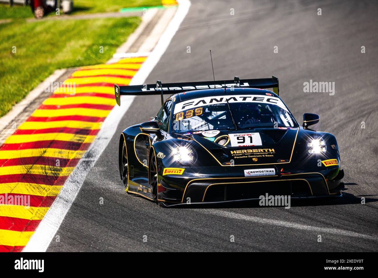 Stavelot, Belgio. 27 giugno 2024. 91 BOHIN Ralf (deu), RENAUER Robert (deu), SCHRING Morris (nld), RENAUER Alfred (deu), Porsche 911 GT3 R, azione durante la 24 ore CrowdStrike 2024 di Spa, 2a gara della 2024 GT World Challenge Europe Endurance Cup, dal 26 al 30 giugno 2024 sul circuito di Spa-Francorchamps, a Stavelot, Belgio - foto Damien Saulnier/DPPI credito: DPPI Media/Alamy Live News Foto Stock