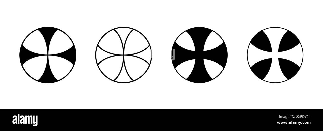 Icona a croce nel cerchio, simbolo semplice, forma del contorno Illustrazione Vettoriale