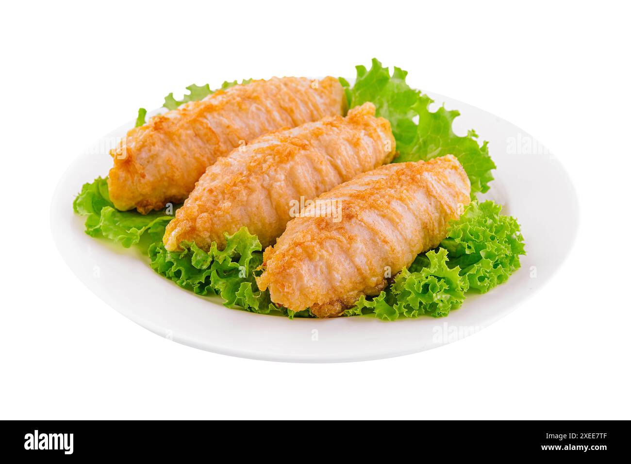 cotolette di pollo appena sfornate sul piatto Foto Stock