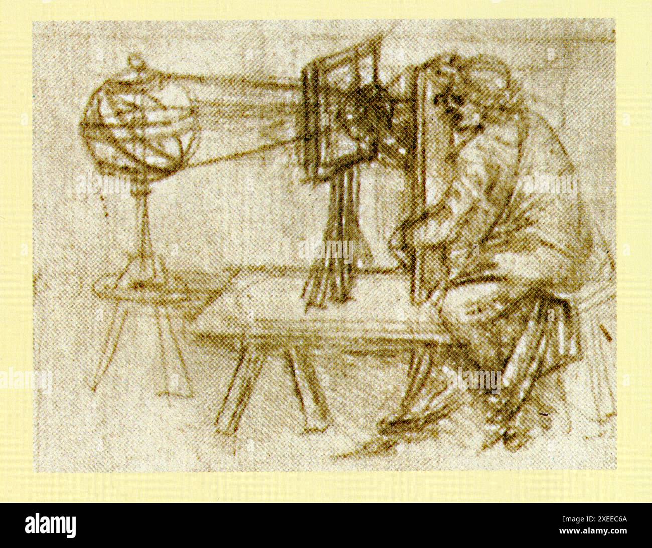 LEONARDO DA VINCI. SPEKTOGRAPH. UM 1480. KOHLEZEICHNUNG. 62 X 40 CM Foto Stock