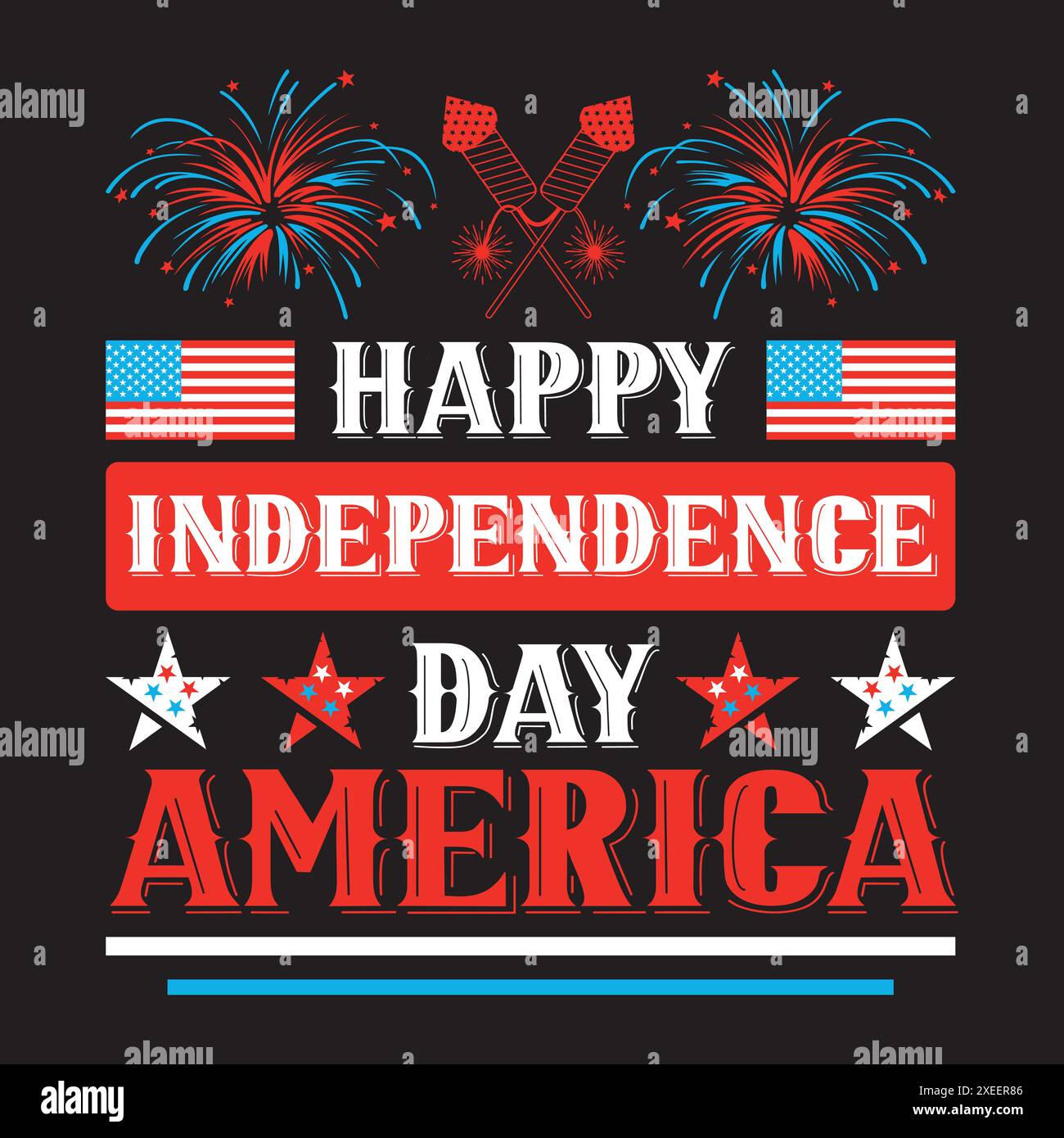 4 luglio T Shirt Design American Independence Day Concept Illustrazione Vettoriale