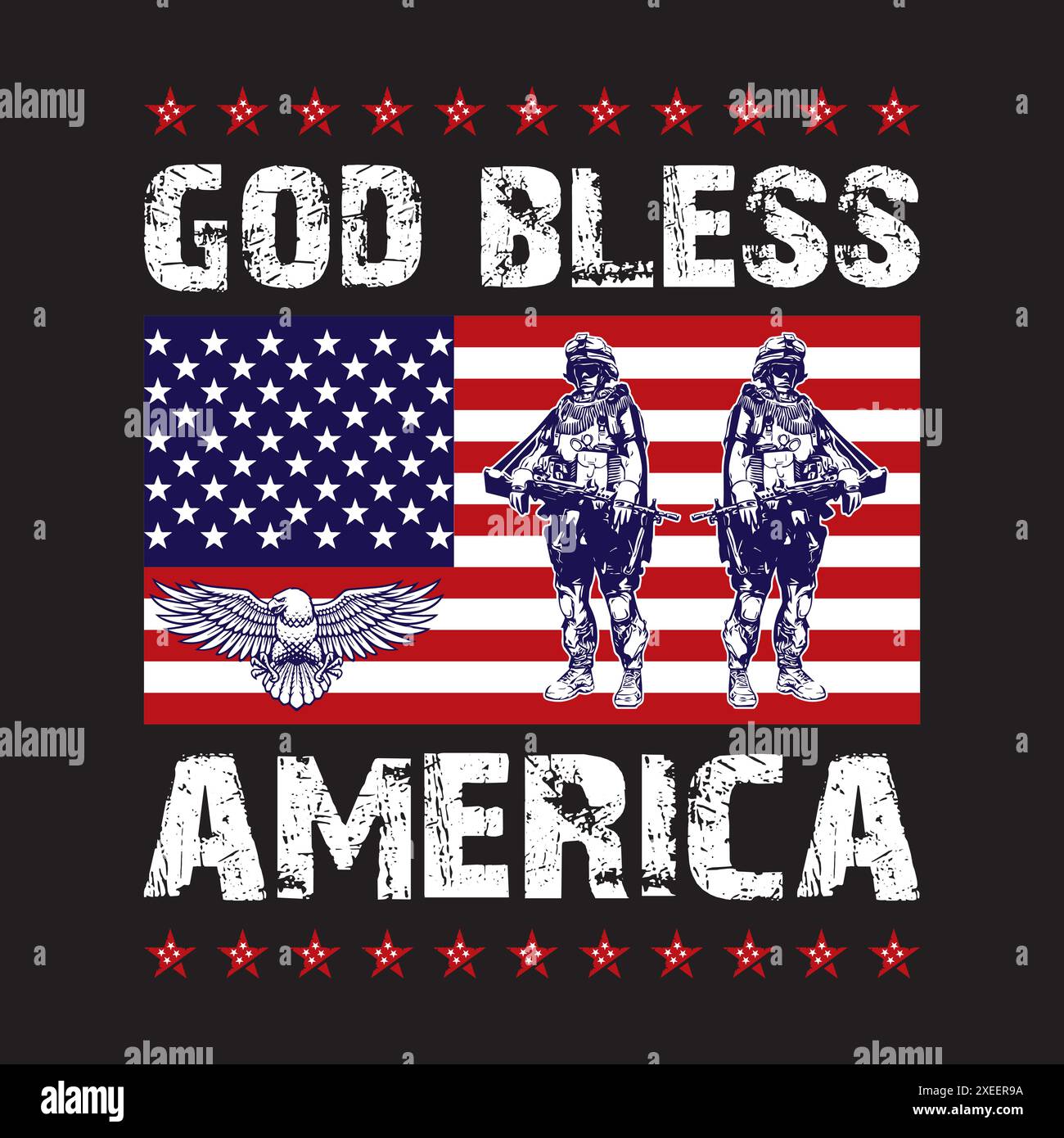 4 luglio T Shirt Design American Independence Day Concept Illustrazione Vettoriale