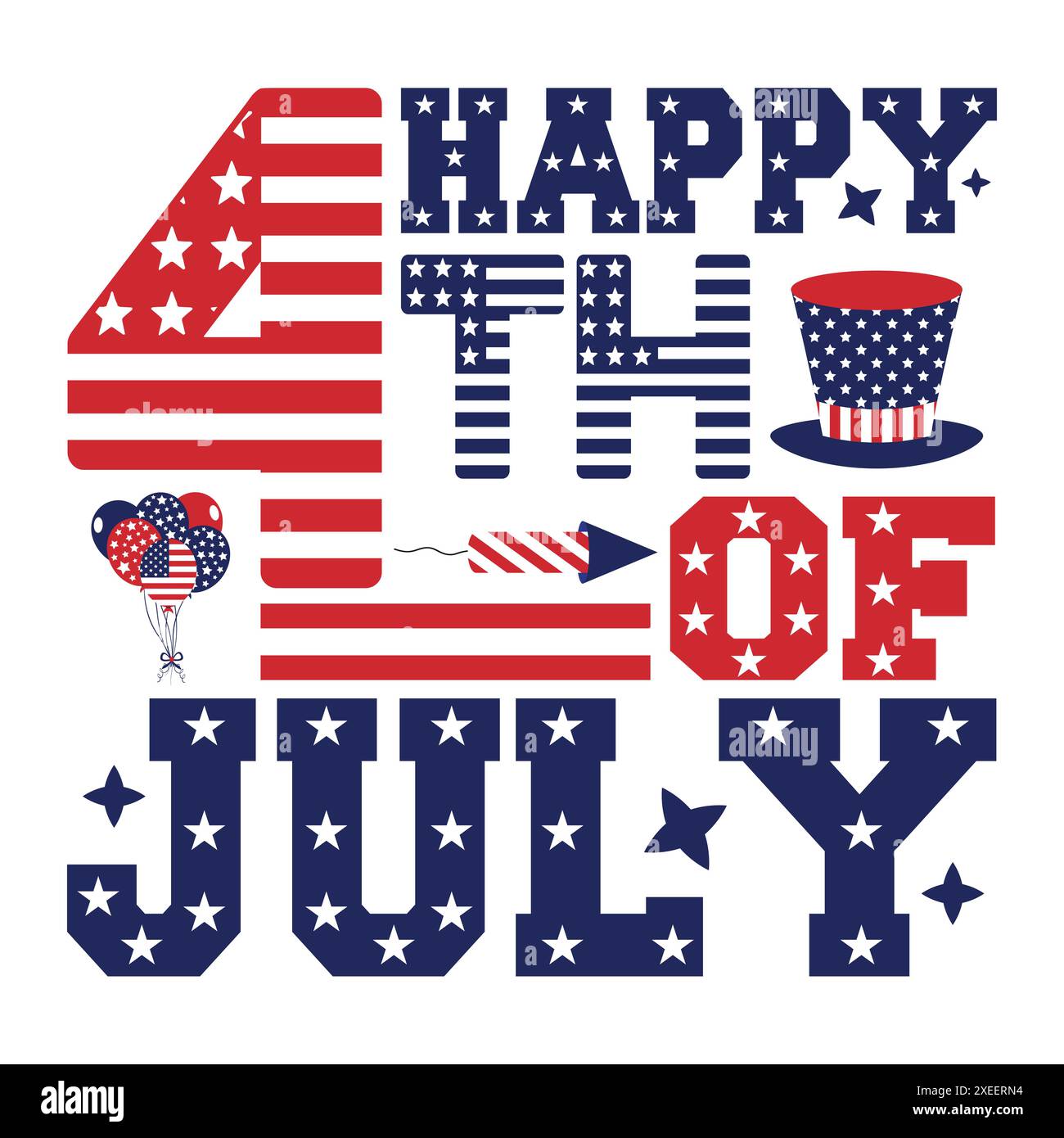 4 luglio T Shirt Design American Independence Day Concept Illustrazione Vettoriale