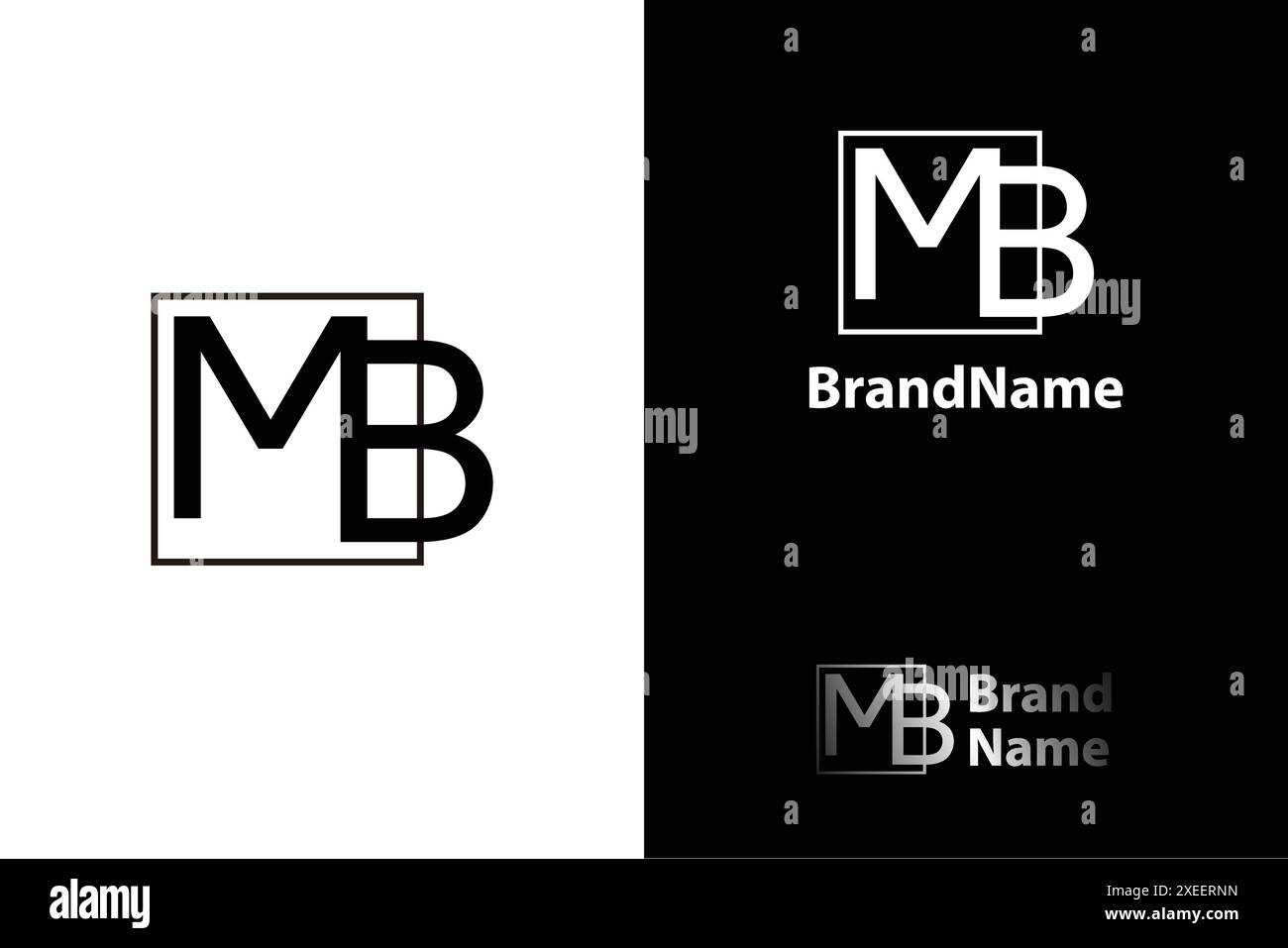 Lettera iniziale modello di progettazione del logo MB, simbolo alfabeto grafico per l'identità aziendale aziendale Illustrazione Vettoriale