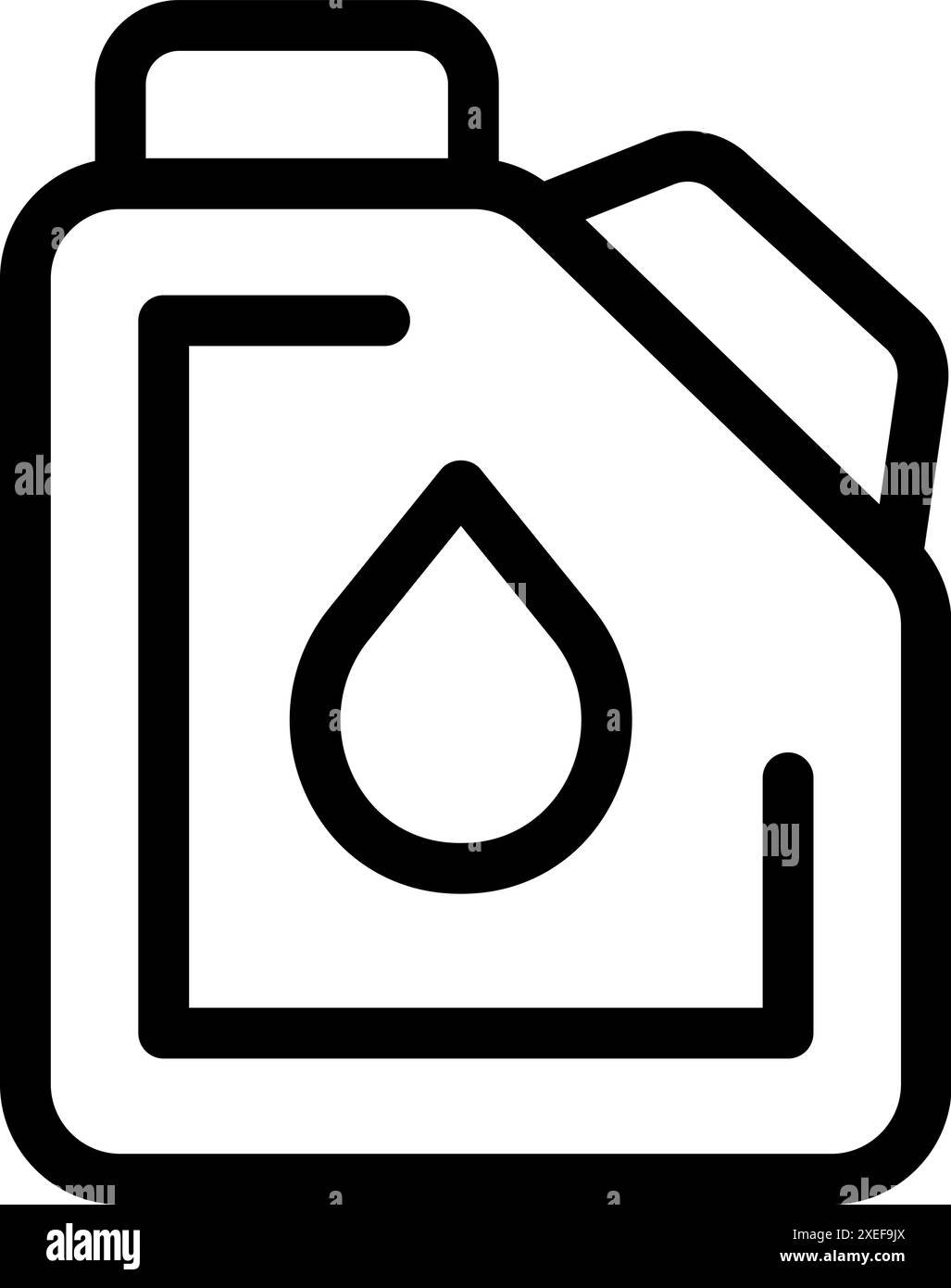 Semplice icona grafica a linee bianche e nere di un tanica contenente carburante liquido Illustrazione Vettoriale