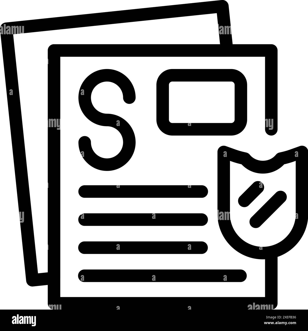 Lo scudo rotto non riesce a proteggere un documento, rappresentando il concetto di violazione dei dati e compromissione della sicurezza delle informazioni Illustrazione Vettoriale